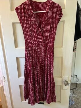 Vintage red V-Neck Tiered Women's Dress